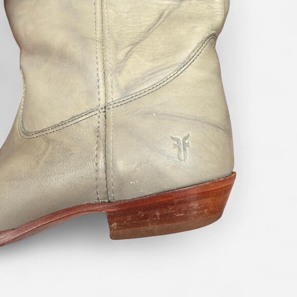 Vintage Frye Sage Green Gray Cowboy Boots Size 8 - Picture 4 of 6